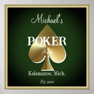 Elegante Poker Spielkarten Zimmer Poster Druck
