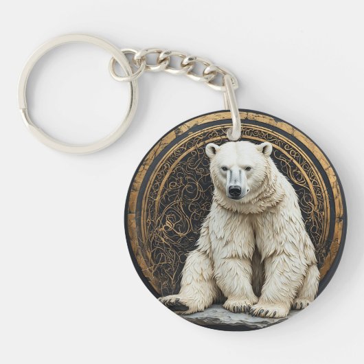 Elegante Polar Bear Illustration Schlüsselanhänger (Vorderseite)