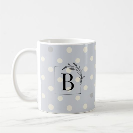 Elegante Polka Dot Monogram Tasse - Gastgeschenk H (Links)