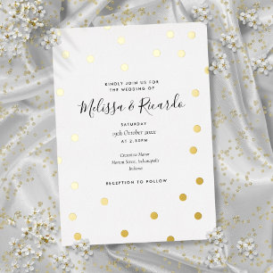 Elegante Polka Dots Hochzeit Gold Folieneinladung