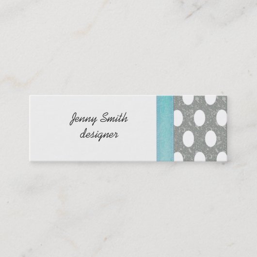 Elegante Polka-Punkte Mini Visitenkarte (Vorderseite)