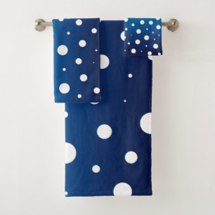 Elegante Polka-Punkte - Ocean Blue und White Badhandtuch Set
