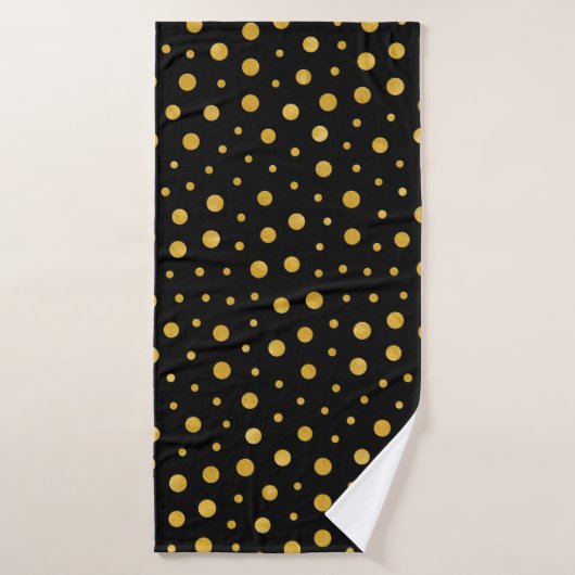 Elegante Polka-Punkte - Schwarzes Gold Badehandtuch (Badehandtuch)
