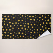 Elegante Polka-Punkte - Schwarzes Gold Badehandtuch (Badehandtuch)