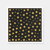 Elegante Polka-Punkte - Schwarzes Gold Serviette (Vorderseite)