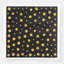 Elegante Polka-Punkte - Schwarzes Gold Serviette