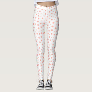 Elegante Polka-Punkte - Weich rosa Gold Weiß Leggings