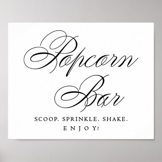Elegante Popcorn Bar Black Script | LECKEREI Poster (Vorne)