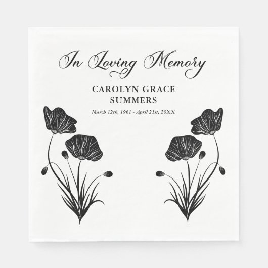 Elegante Poppies auf der Beerdigung des Gedächtnis Serviette (Vorderseite)