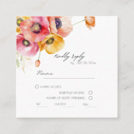 Elegante Poppies Floral Wedding RSVP Card Begleitkarte