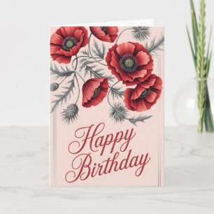 Elegante Poppy Blume Birthday Wish Karte