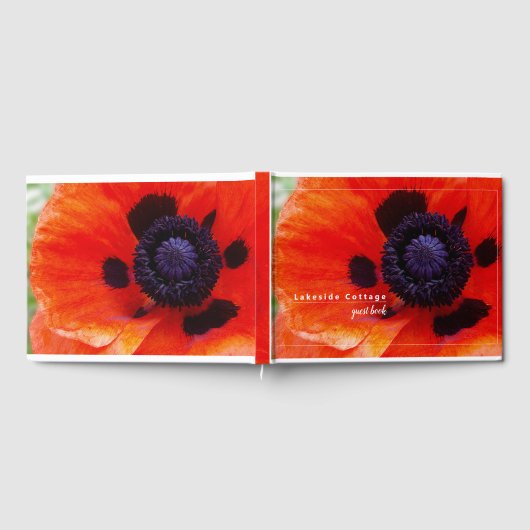 Elegante Poppy Orange Floral Rental Gästebuch (Voll)