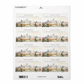 Elegante Portland Oregon Skyline Wasserfarbadresse (Vorne)