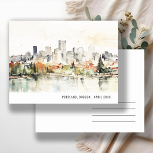 Elegante Portland Oregon Skyline Watercolor Travel Postkarte
