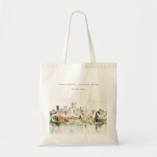 Elegante Portland Oregon Skyline Watercolor Weddin Tragetasche