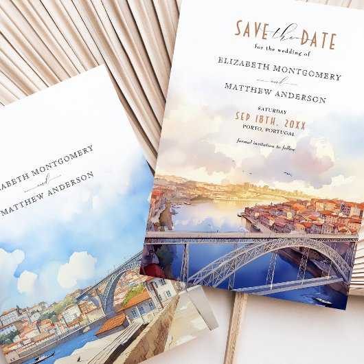 Elegante Porto Portugal Save the Date Wedding Card Einladung