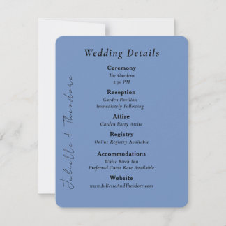 Elegante Porzellanblaue Hochzeits-Detailkarte Save The Date
