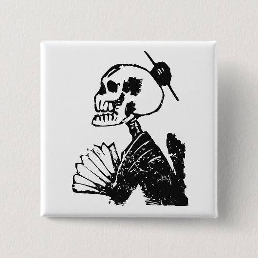 Elegante Posada Calavera Kunst Button (Vorderseite)
