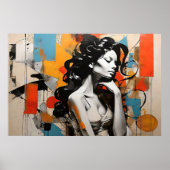 Elegante Pose Abstrakte Porträtmalerei Poster (Vorne)