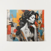 Elegante Pose Abstrakte Porträtmalerei Wandteppich (Vorderseite (Horizontal))