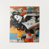 Elegante Pose Abstrakte Porträtmalerei Wandteppich (Vorderseite)