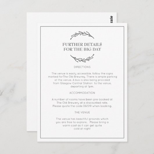 Elegante Postkarte (Vorne/Hinten)