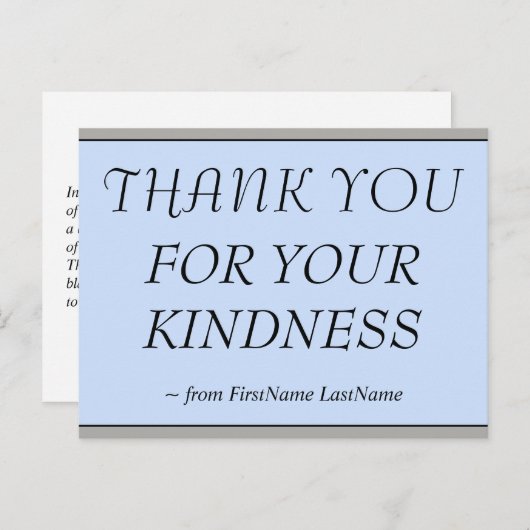 Elegante Postkarte "DANKE FÜR IHRE KINDLICHKEIT" (Vorne/Hinten)