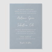 Elegante Powder Blue Modern Wedding Pergament Einladungen (Vorderseite)