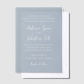 Elegante Powder Blue Modern Wedding Pergament Einladungen (Versetzt)