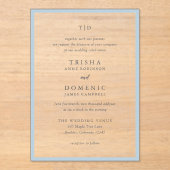 Elegante Powder Blue Monogram Modern Wedding Acryleinladungen (Vorderseite)