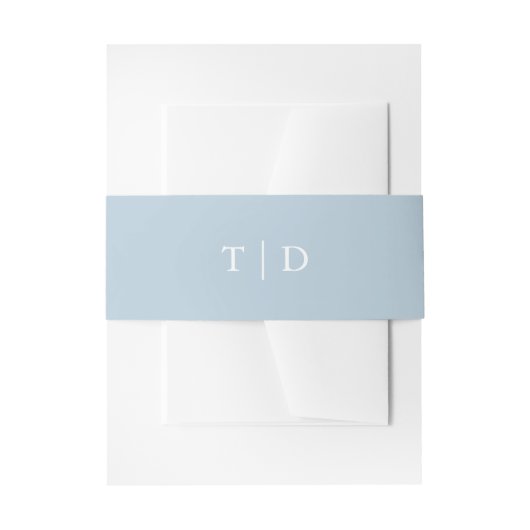 Elegante Powder Blue Monogram Modern Wedding Einladungsbanderole (Vorderseite Beispiel)