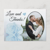 Elegante Powder Blue Rose Hochzeit Liebe & Dank Postkarte (Vorderseite)