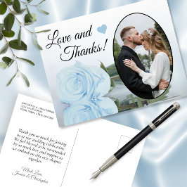 Elegante Powder Blue Rose Hochzeit Liebe & Dank Postkarte