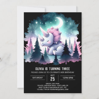 Elegante prähistorische Triceratops Geburtstag Einladung