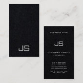 Elegante Premium Black Modern Monogram Vertikal Visitenkarte (Vorne/Hinten)