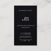 Elegante Premium Black Modern Monogram Vertikal Visitenkarte (Rückseite)