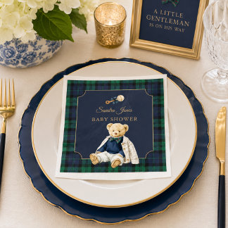 Elegante Preppy-Polo-Teddybär-Baby-Shower Serviette