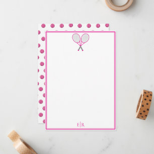 Elegante Preppy-Tinte-Tennis-Schreibwaren-Monogram Mitteilungskarte