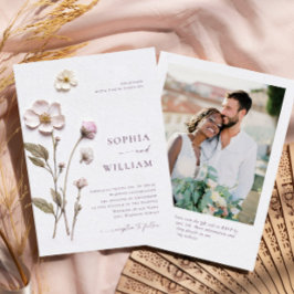 Elegante Pressed Art Pastel Boho Blume Hochzeit Einladung