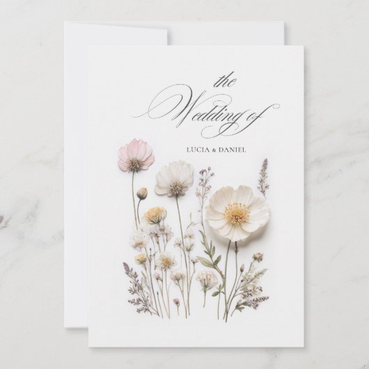 Elegante Pressed Blume Chic Wedding Einladung (Vorderseite)