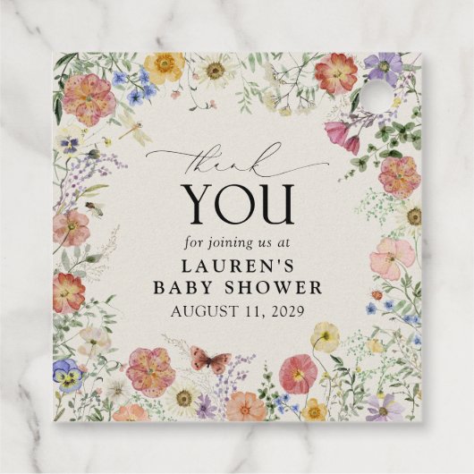 Elegante Pressed Blume Wasserfarbe Vielen Dank Geschenkanhänger (Rückseite)