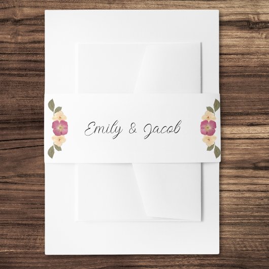 Elegante Pressed Wildblumen Boho Garden Wedding Einladungsbanderole