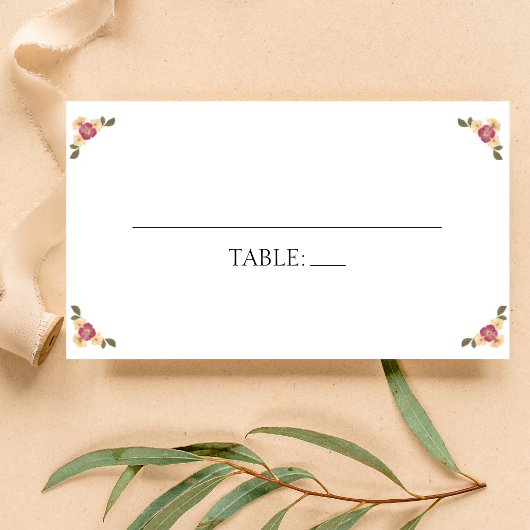 Elegante Pressed Wildblumen Boho Garden Wedding Platzkarte