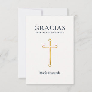 Elegante Primera Comunión Goldkreuz Dankeskarte