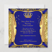 Elegante Prince Baby Duwer Blue Gold Ethnic Einladung (Rückseite)