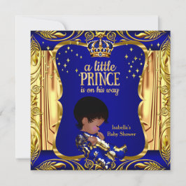 Elegante Prince Baby Duwer Blue Gold Ethnic Einladung