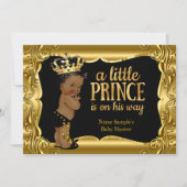 Elegante Prince Baby Shower Black Gold Ethnic Einladung (Vorderseite)