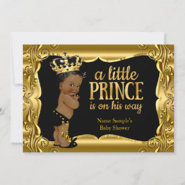 Elegante Prince Baby Shower Black Gold Ethnic Einladung