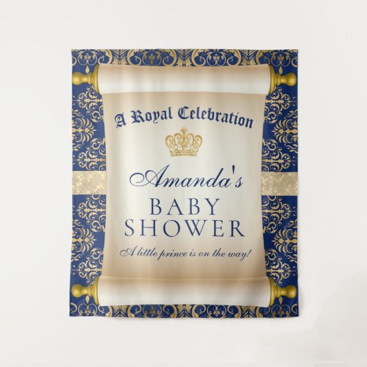 Elegante Prince Baby Shower - Vertikaler Hintergru Wandteppich (Vorderseite)