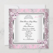 Elegante Princess Baby Shower Girl Pink Bed 4F Einladung (Rückseite)